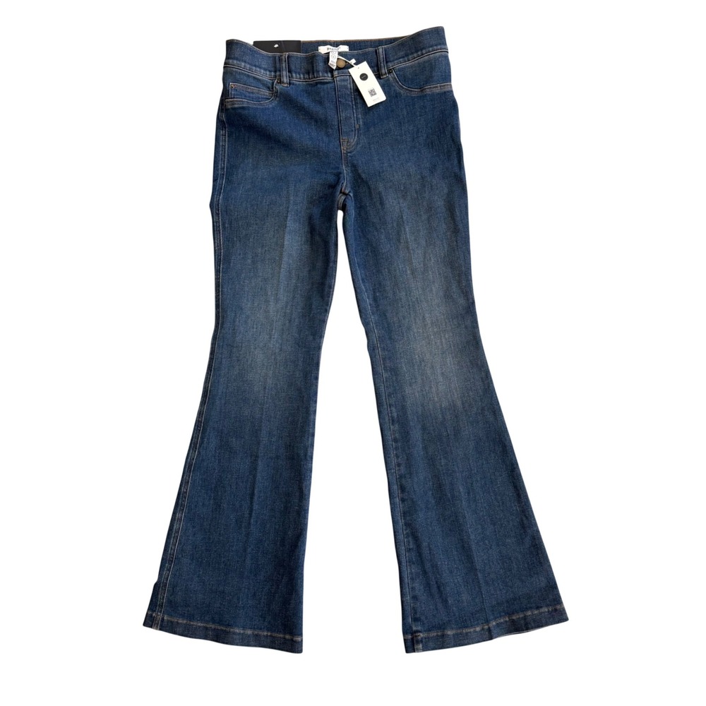 NWT SPANX Flare Jeans Authentic Blue High Rise Pull-On Petite Size Large 21164Q